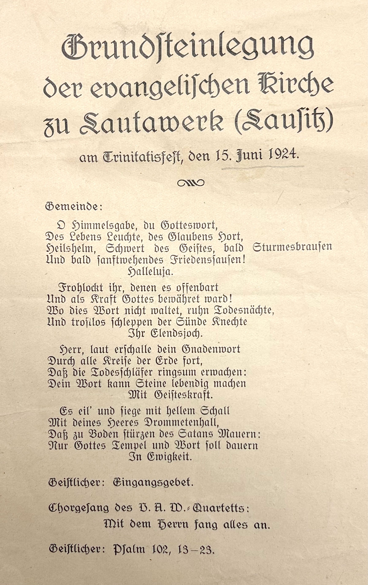 Flugblatt-Grundsteinlegung